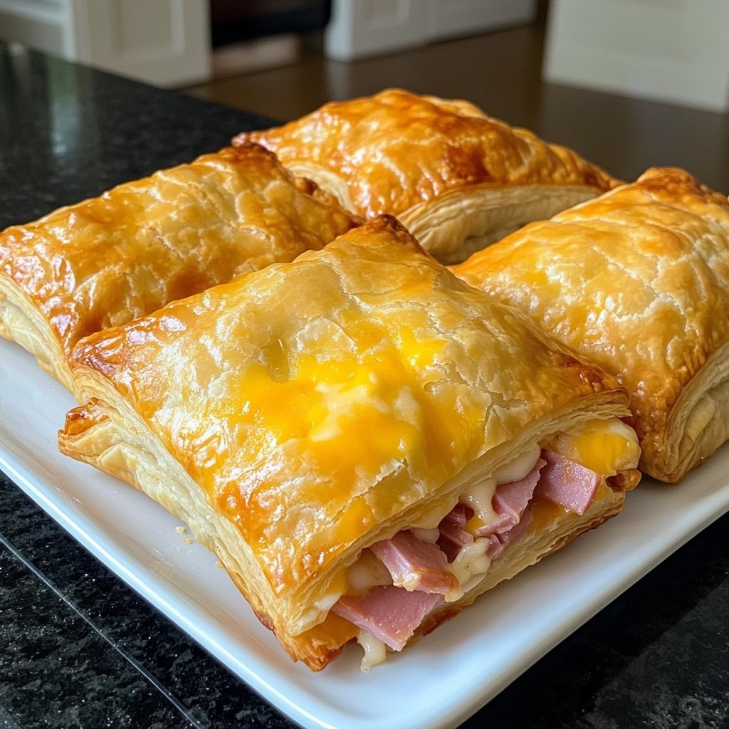 Ham and Cheese Puff Pastry Pockets