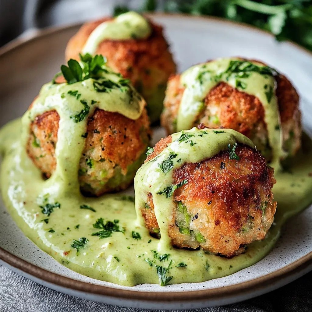 Salmon Balls with Creamy Avocado Sauce