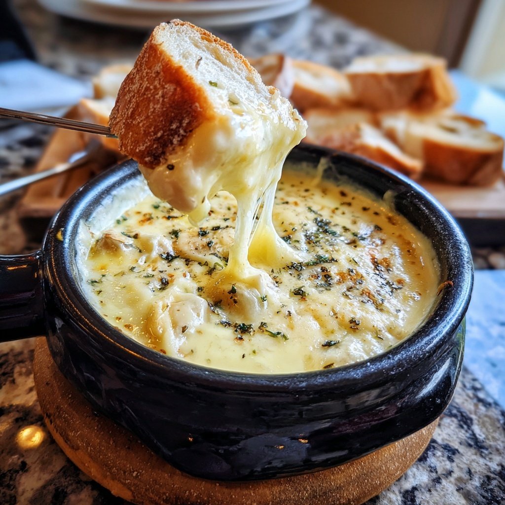 Fondue with Brie and Garlic
