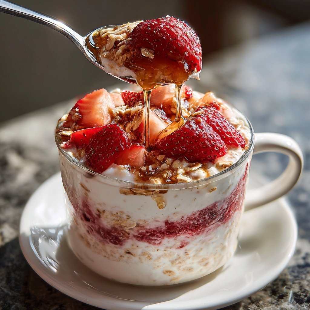 Strawberry Cheesecake Overnight Oats No Bake