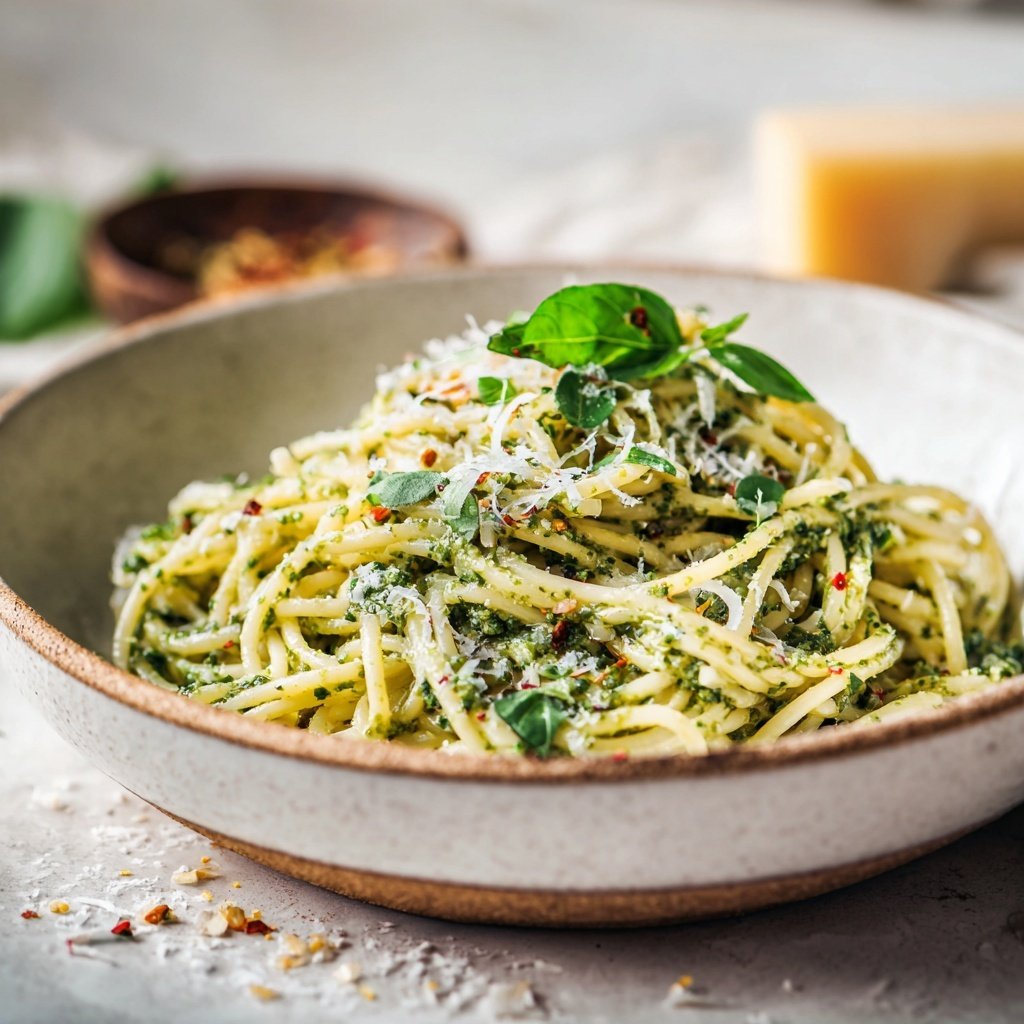 Angel Hair Pasta With Creamy Pesto