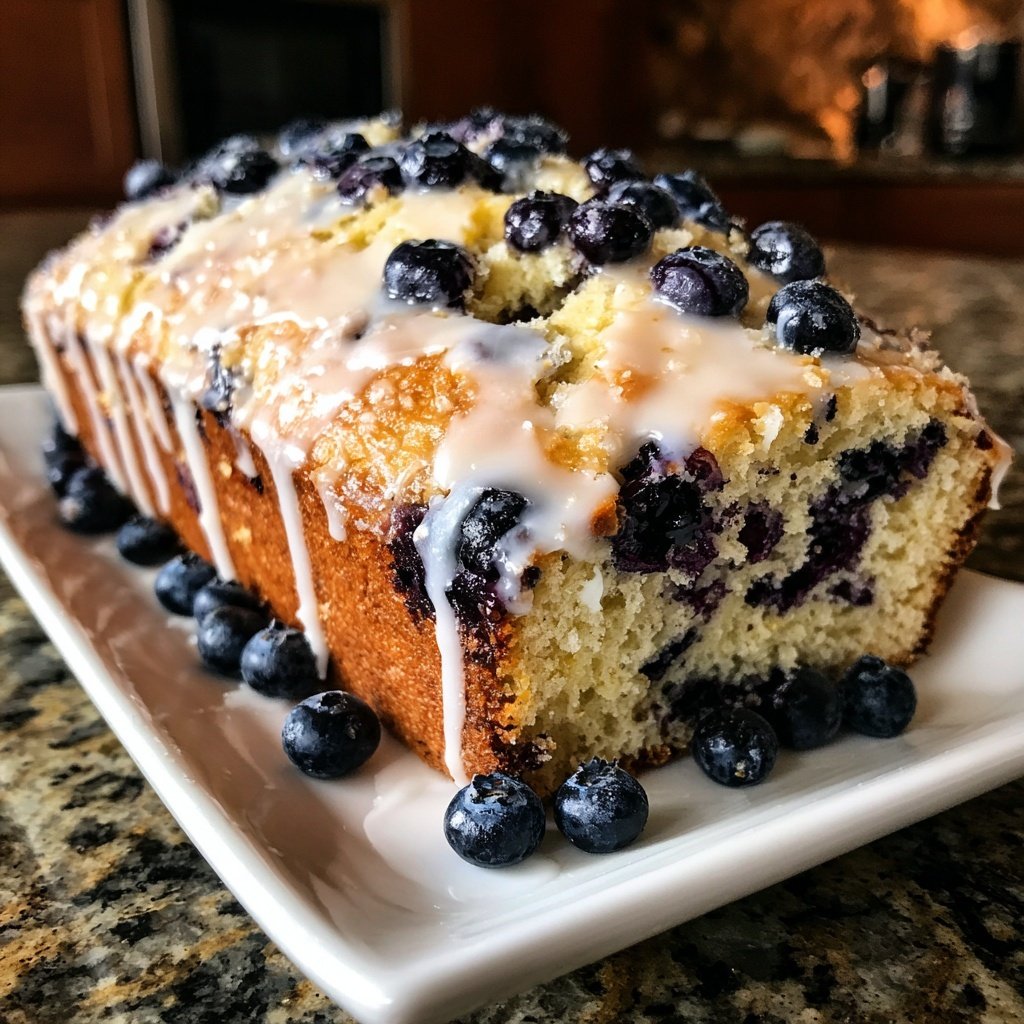 Blueberry Lemon Loaf With Glaze