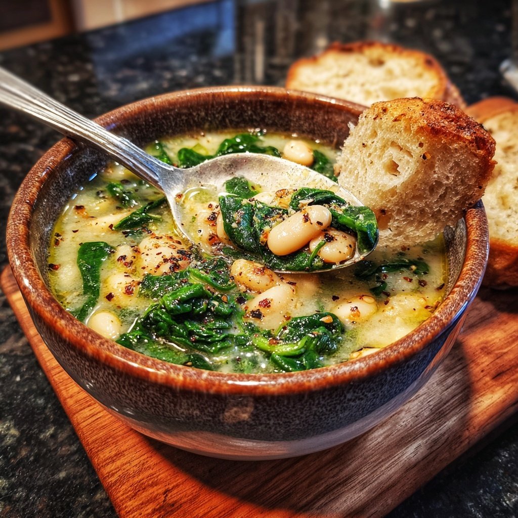 Creamy White Bean Soup With Spinach