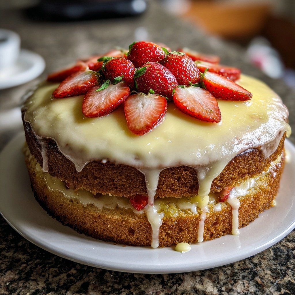 Spring Lemon Strawberry Cake