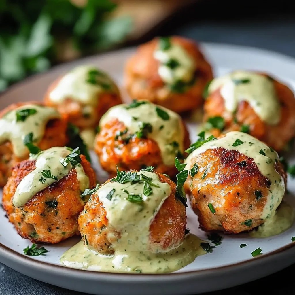 Salmon Meatballs with Creamy Avocado Sauce