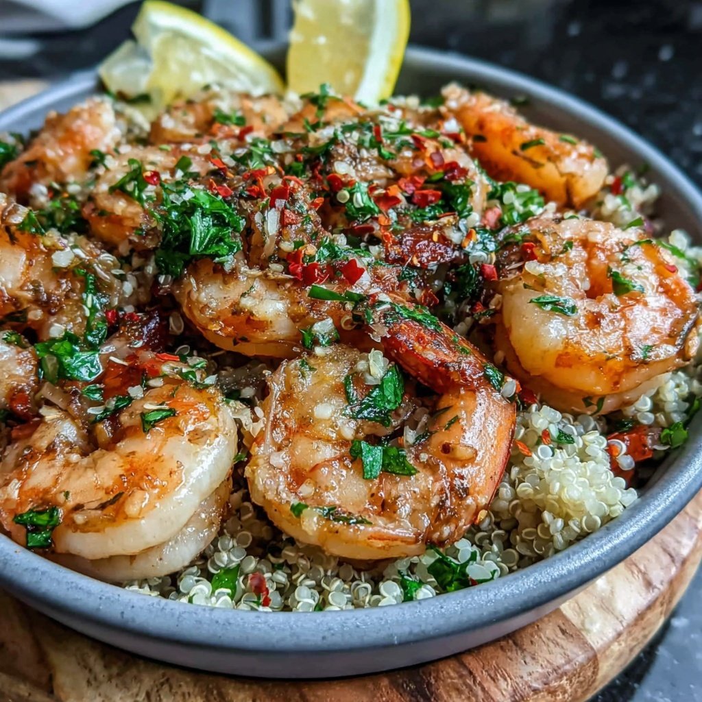 Healthy Lemon Garlic Shrimp Bowl